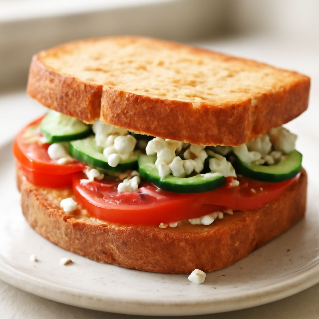 Tomato Cucumber Feta Sandwich
